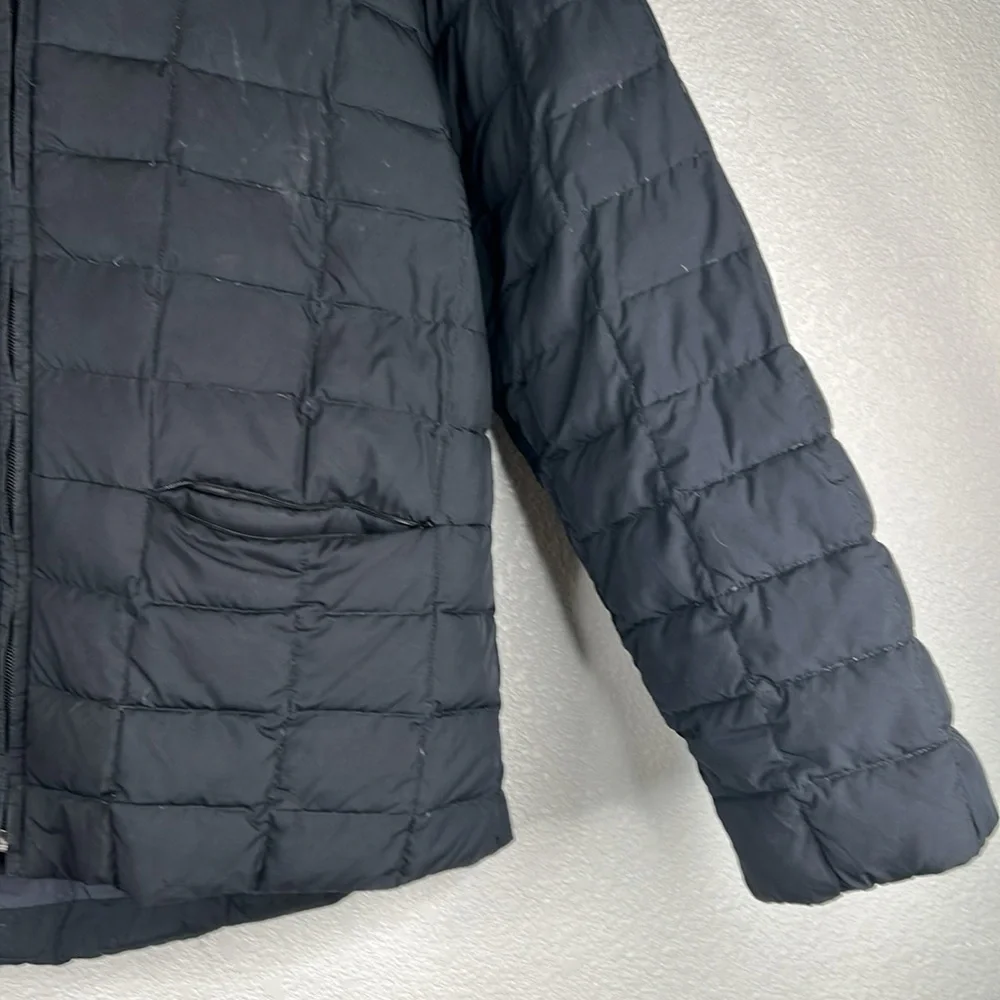 Land's End Boy's Black Down Winter‎ Puffer Jacket with Hoodie Size Small 6/8